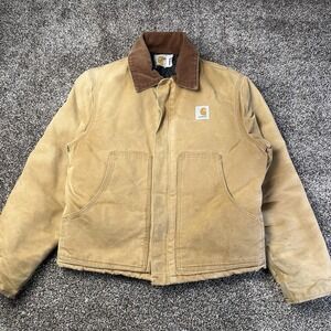 Vintage 90s Carhartt Arctic Jacket Size S/M Quilted Linen Insulated Tan Workwear